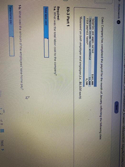  con&external_browser=0&launchUn=https%253A%252 Homework Oaks Company has completed the payroll for the month