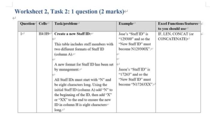  Worksheet 2, Task 2: 1 question (2 marks) Question Cells Task/problem