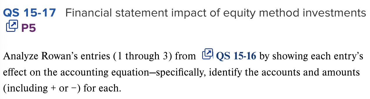  Analyze Rowan's entries (1 through 3) from QS15-16 by showing each