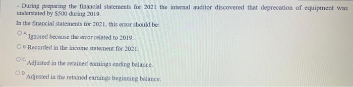  - During preparing the financial statements for 2021 the internal auditor