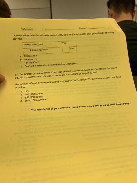  Stadent name Student # 16. What effect does the following journal