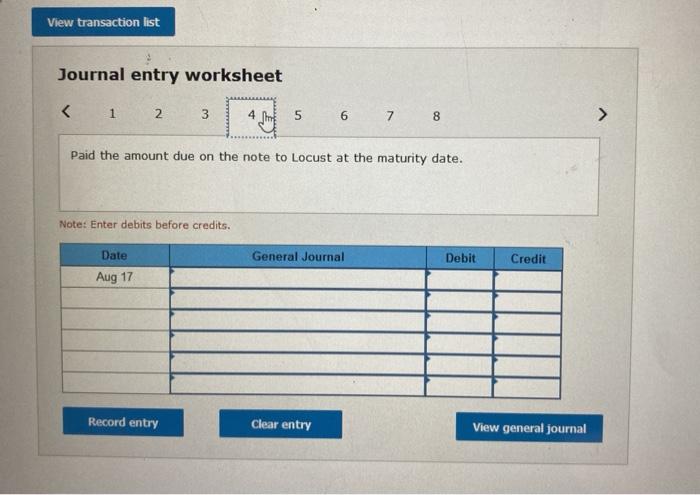account payable to Locust with a 90-day, 0, $35,000 noce payable along