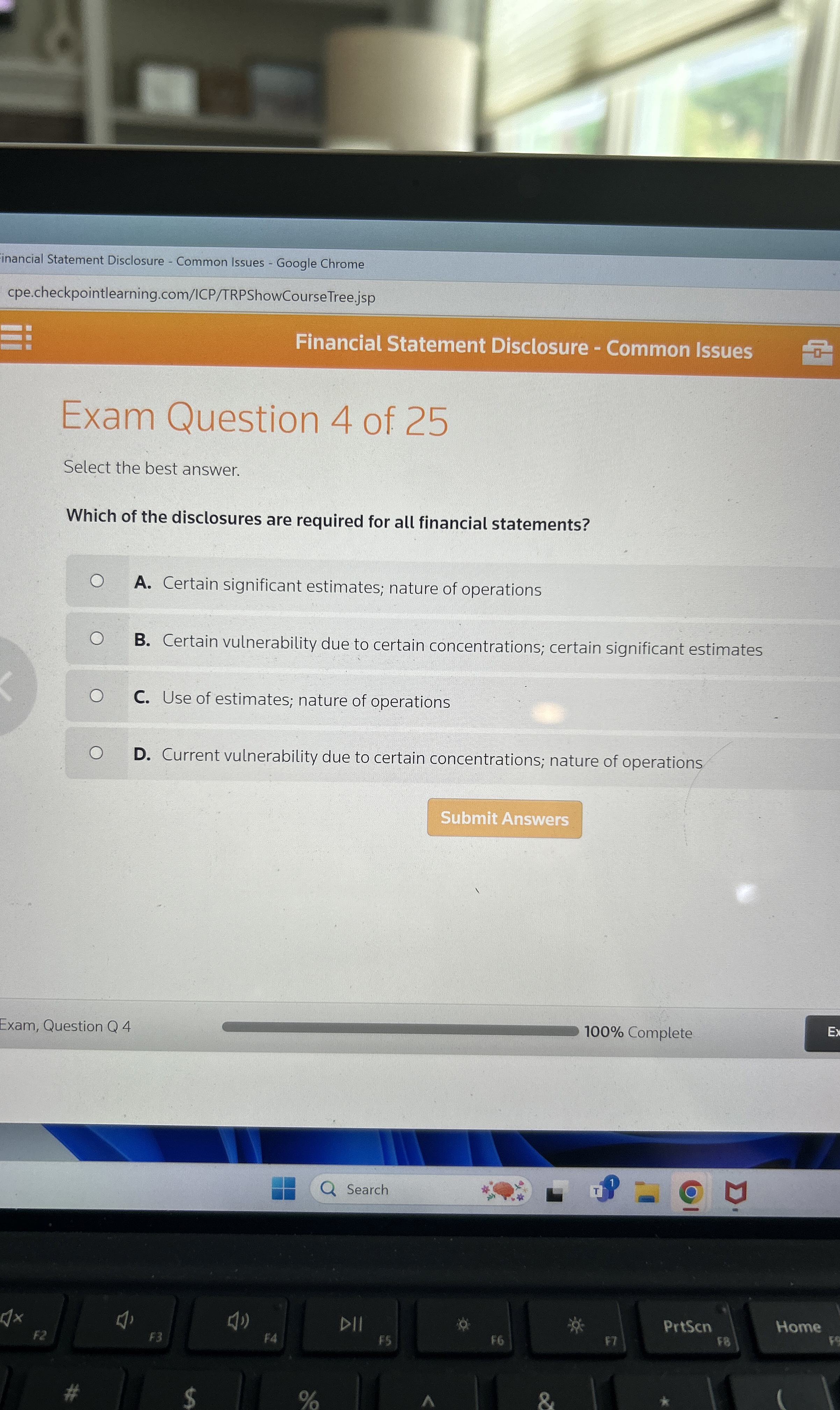  inancial Statement Disclosure - Common Issues - Google Chrome cpe.checkpointlearning.com/ICP/TRPShowCourseTree.jsp Financial