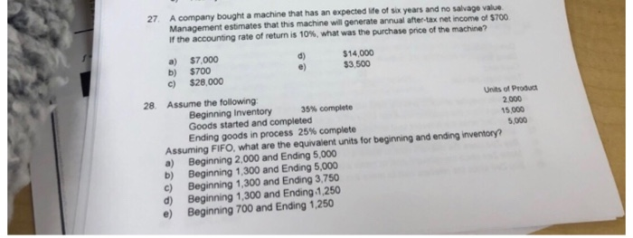  27, A company bought a machine that has an expected life