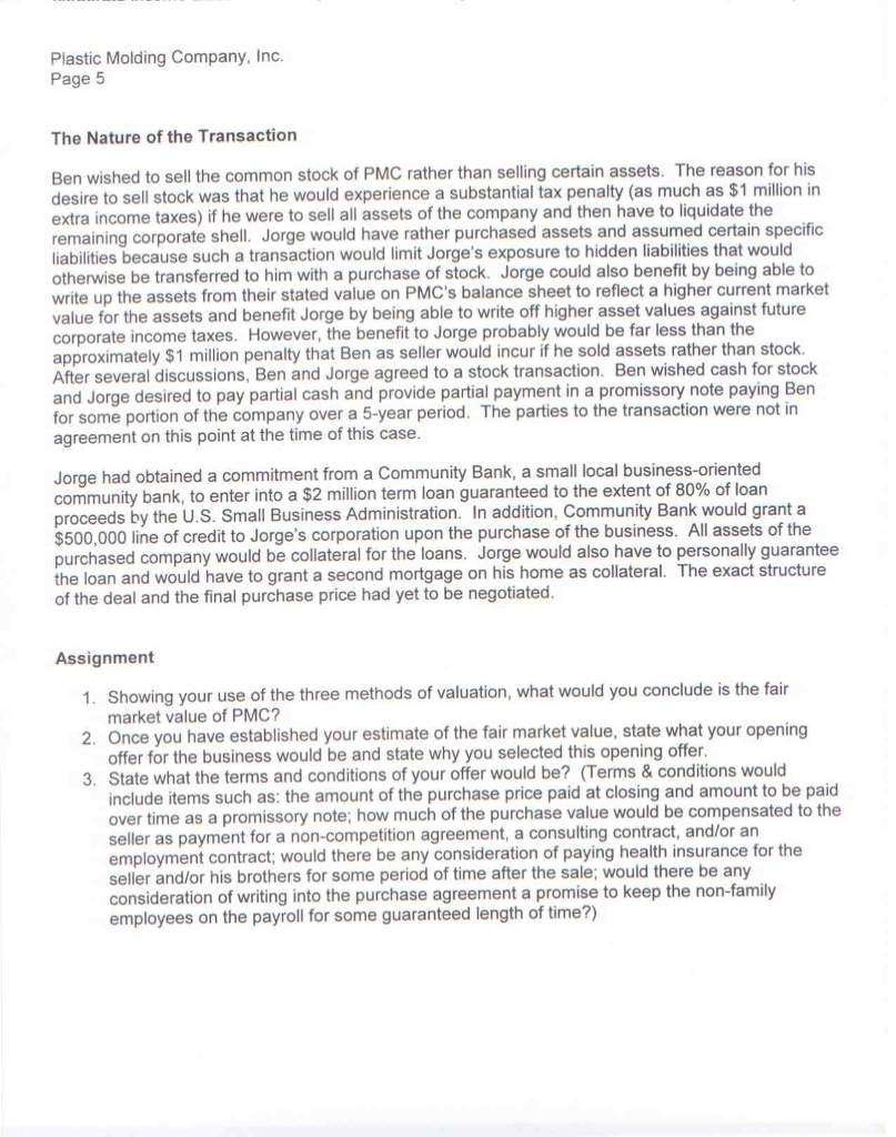 of PMC? Market value is the price an asset would fetch in