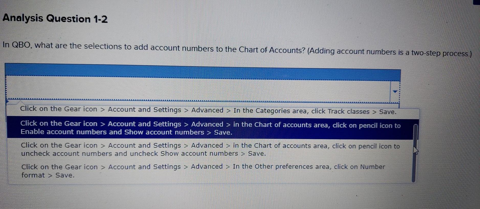  please answer the two-step process question. Multiple choices are shown. thank