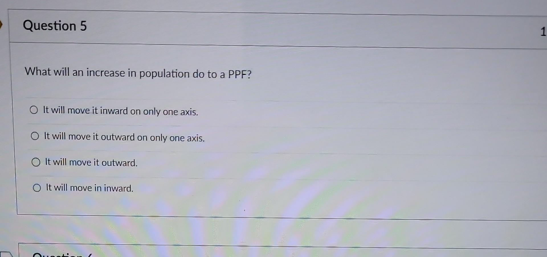What will an increase in population do to a PPF? It
