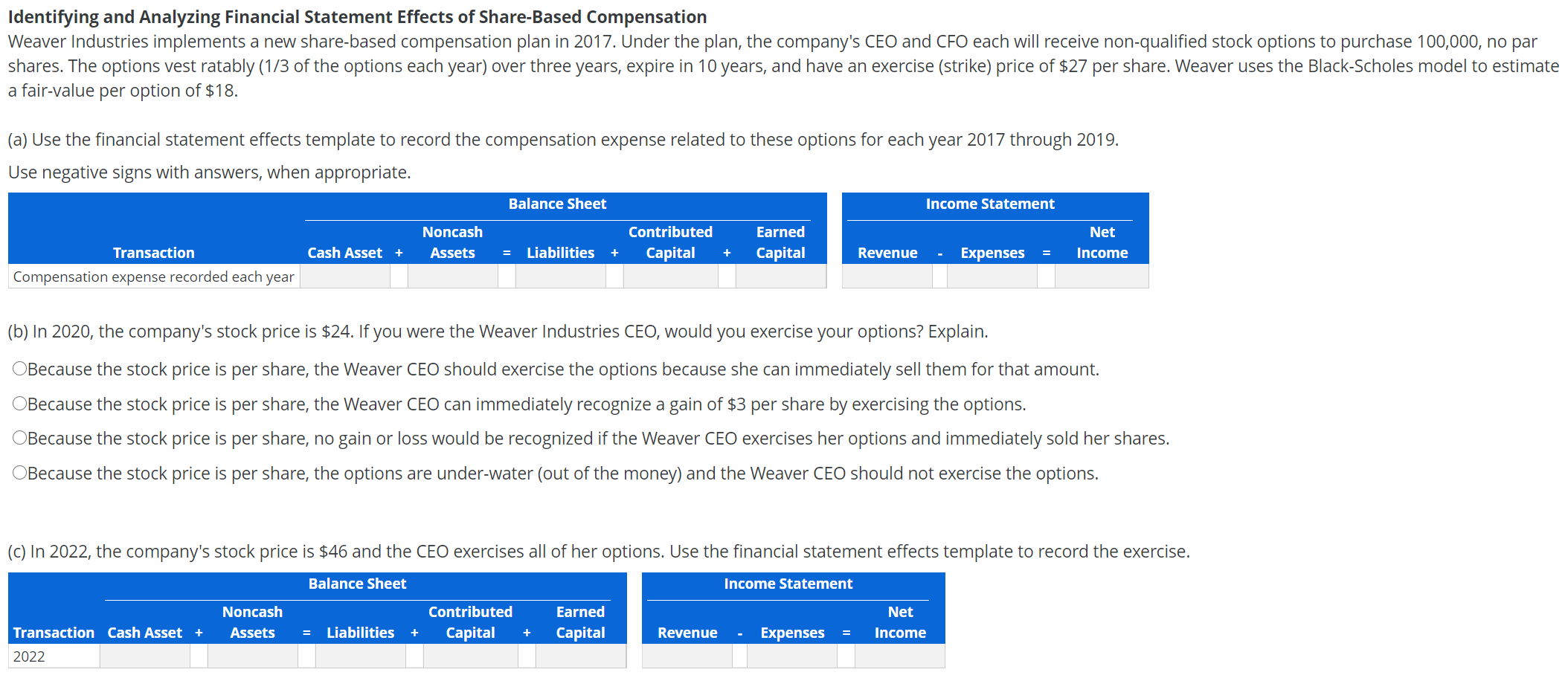 Identifying and Analyzing Financial Statement Effects of Share-Based Compensation Weaver Industries