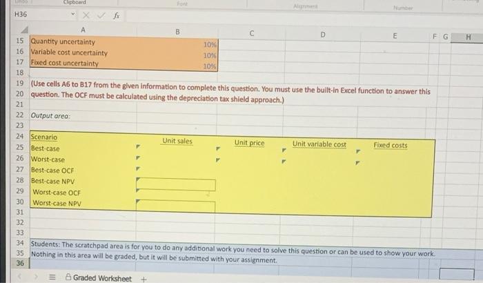 required cells. Given B D F G H 1 We are evaluating