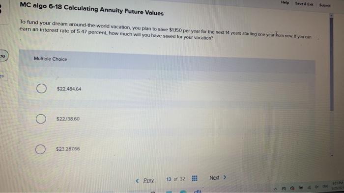  Help MC algo 6-18 Calculating Annuity Future Values Save & E