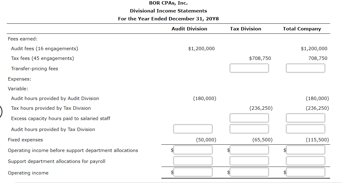 Public Company Audits and Private Company Audits. The Tax Division is composed