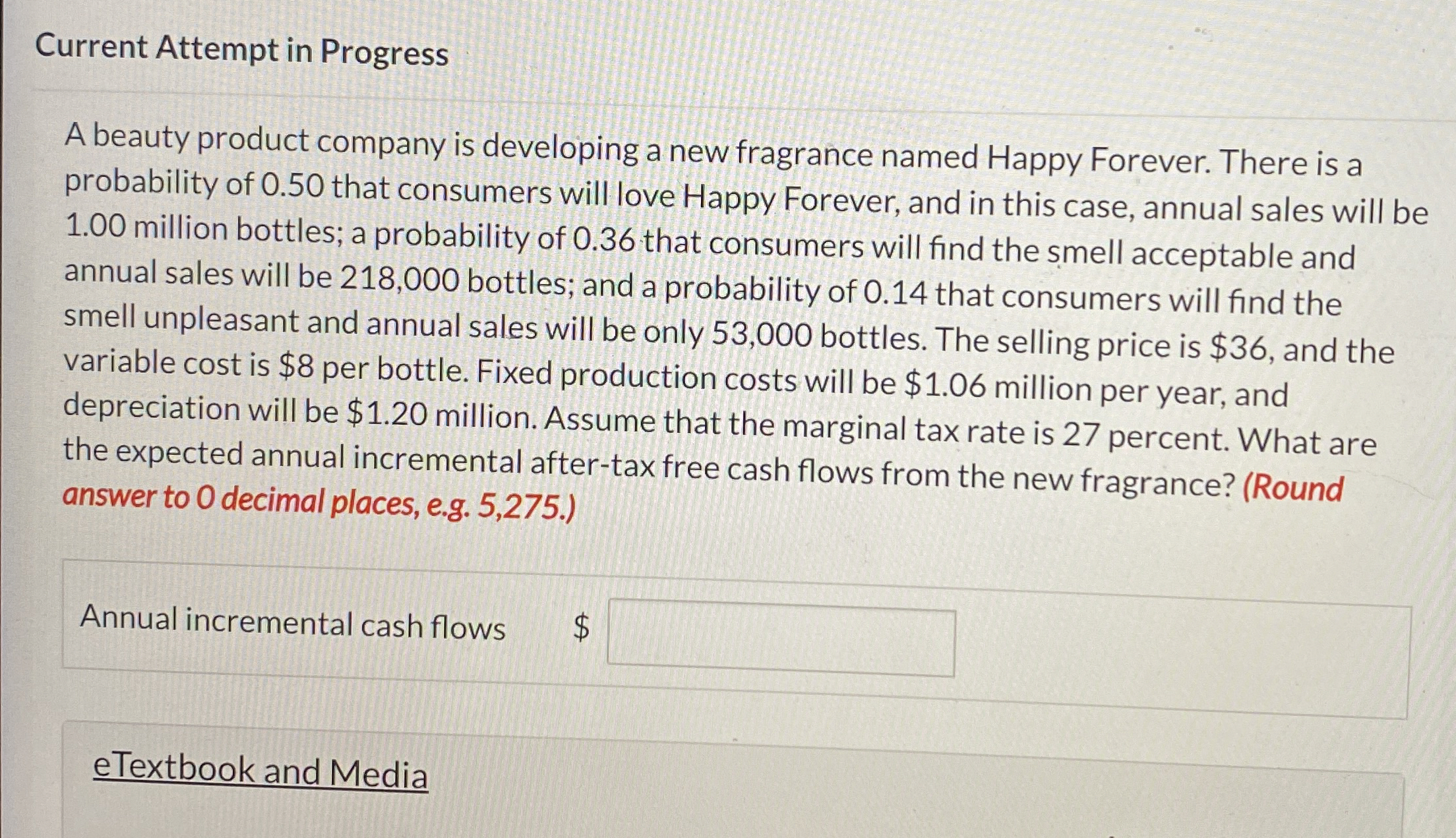  Current Attempt in Progress A beauty product company is developing a