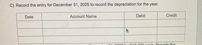  C) Record the entry for December 31, 2025 to record the