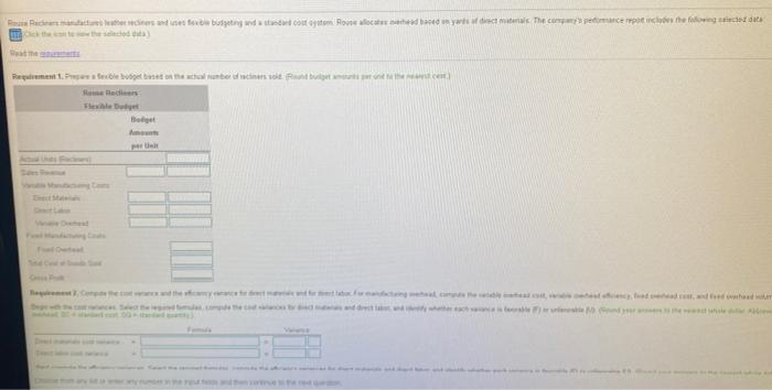 data Rouse Recliners manufactures leather recliners and uses flexible budgeting and a