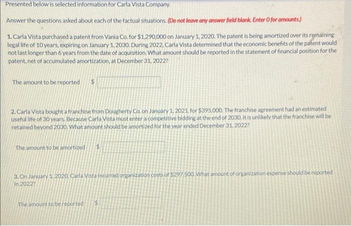 please explain in details. thank you Presented below is selected information for