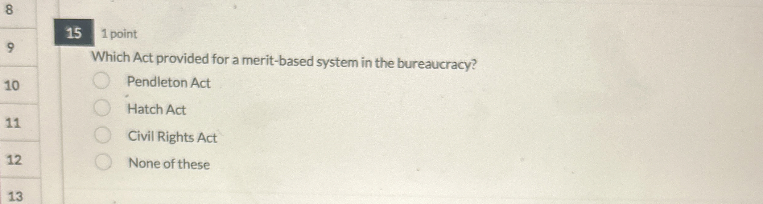  151 point Which Act provided for a merit-based system in the