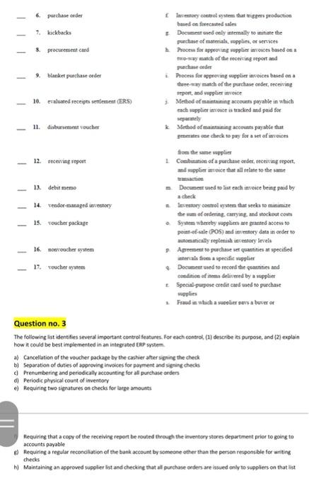  6. purchase order 7.kickbacks & procurement card hoy control system that