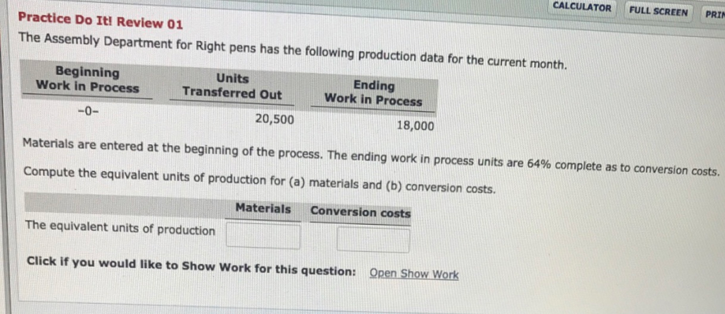 for Swifty pens has the following production data for the current month.