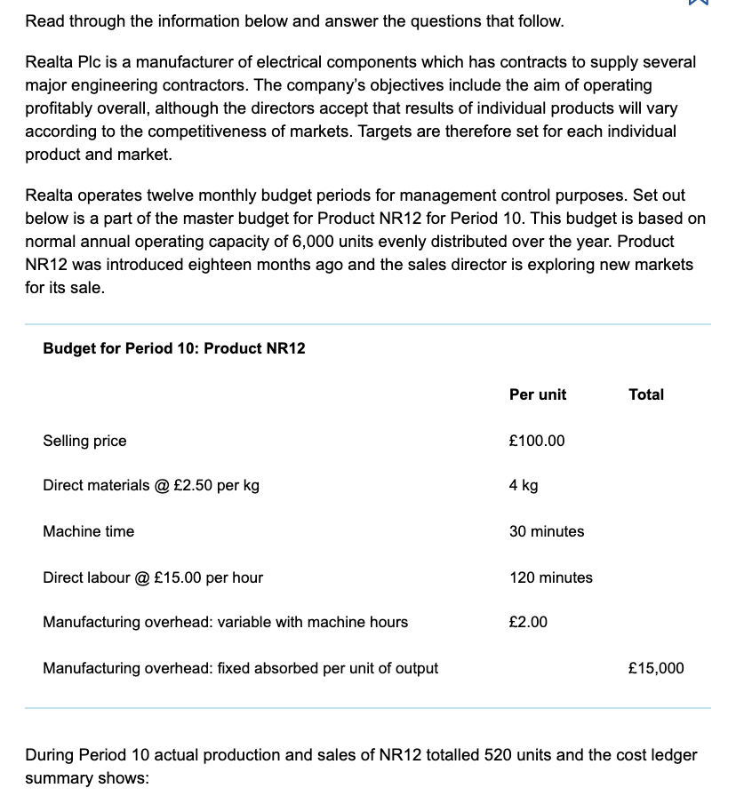  Read through the information below and answer the questions that follow.