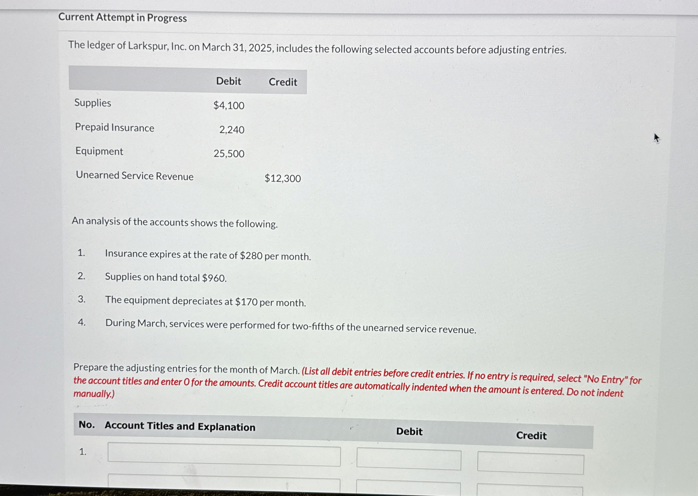  Current Attempt in Progress The Whispering Winds Corporation had the following