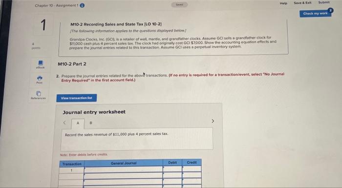  Help Save & Exit Submit Chapter 10: Assignment Check my world