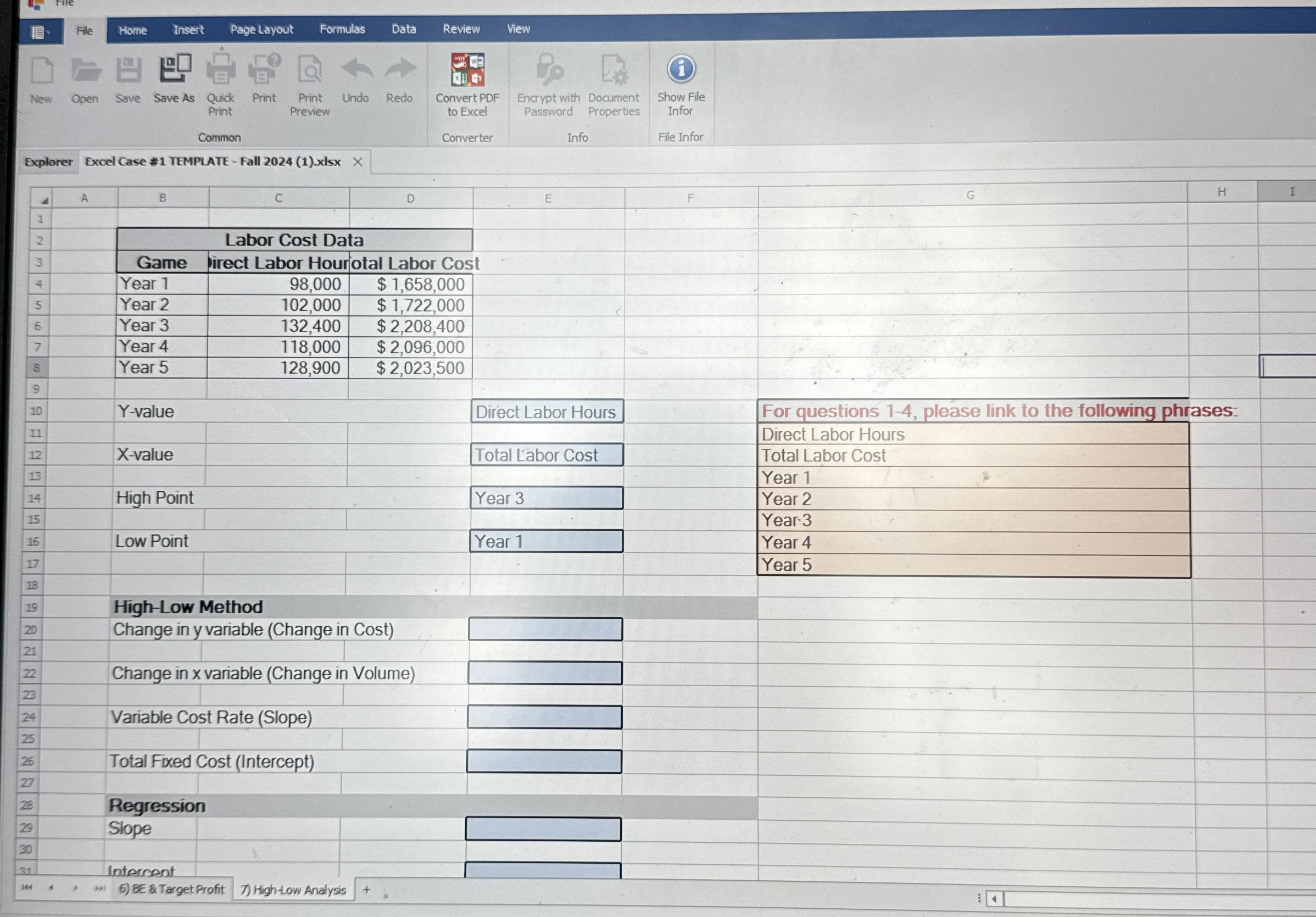  Explorer Excel Case #1 TEMPLATE - Fall 2024(1).xlsx 