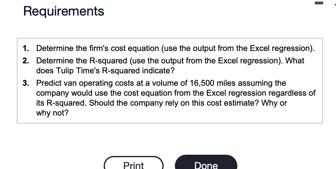 data using Excel. The output generated by Excel is as follows: (Click