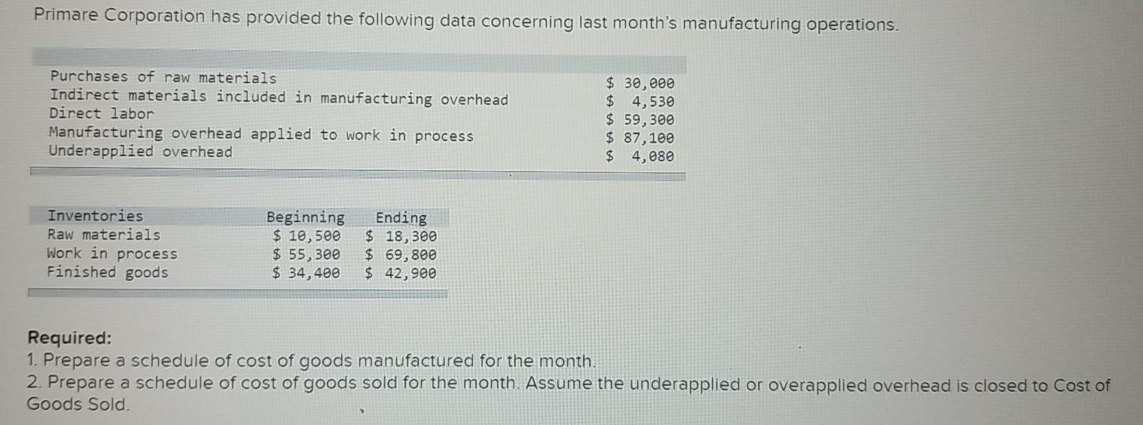 **Steps showing how this problem is done would be appreciated!** Primare