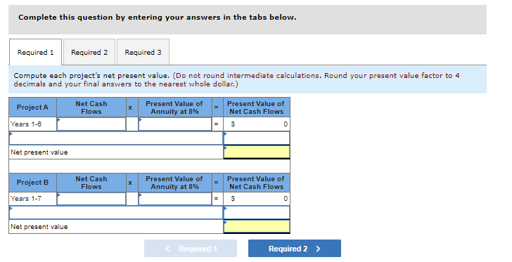 Problem 24-4A (Algo) Applying net present value and profitability index LO P3