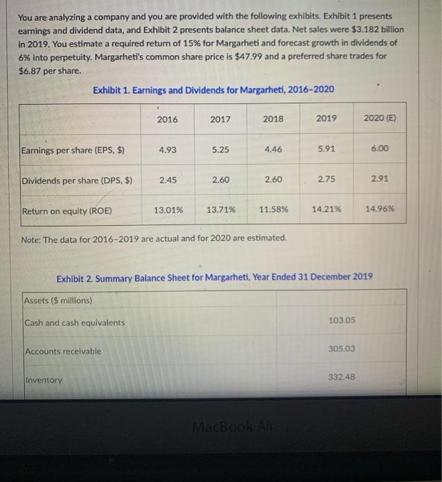  3 seperate questions Need to calculate the trailing p/e, second question