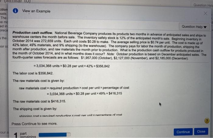 stock is 12% of the anticipated month's sale. Beginning inventory in October