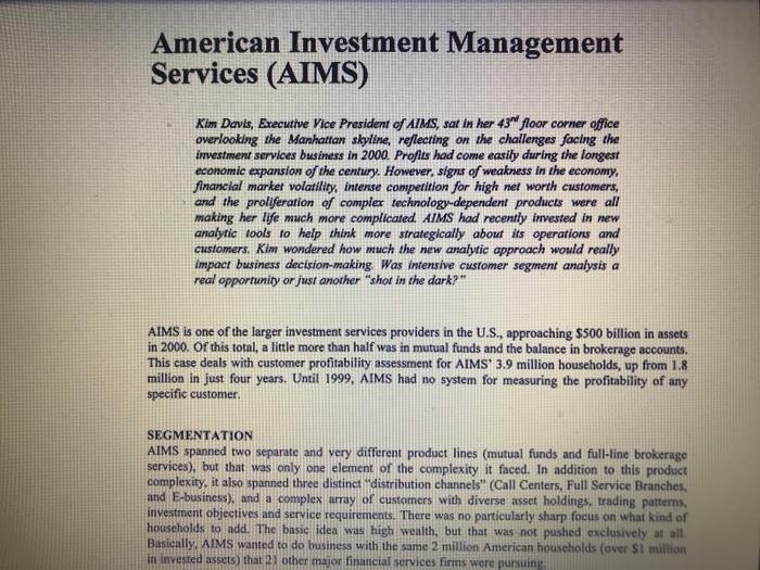 Case Study: American Investment Management Services What managerial insights about profitability per