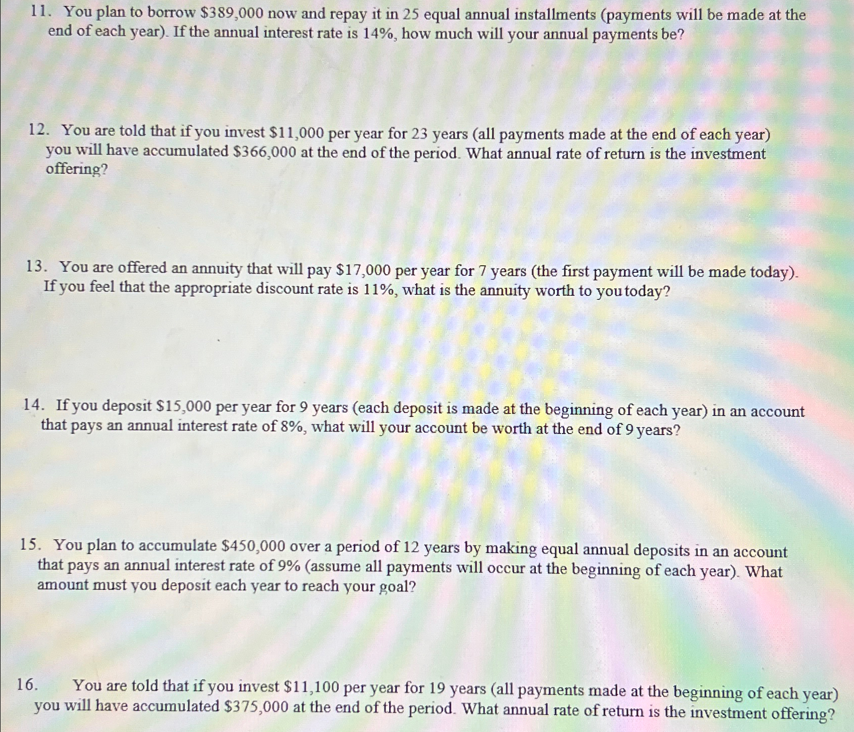  Chapter 5- Assignments SHOW ALL WORK If you wish to accumulate