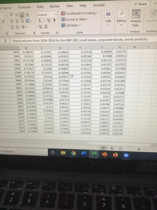 Small Stocks Corp Bonds World Portfolio Treasury Bills CPL 1926 0.11138 -0.072