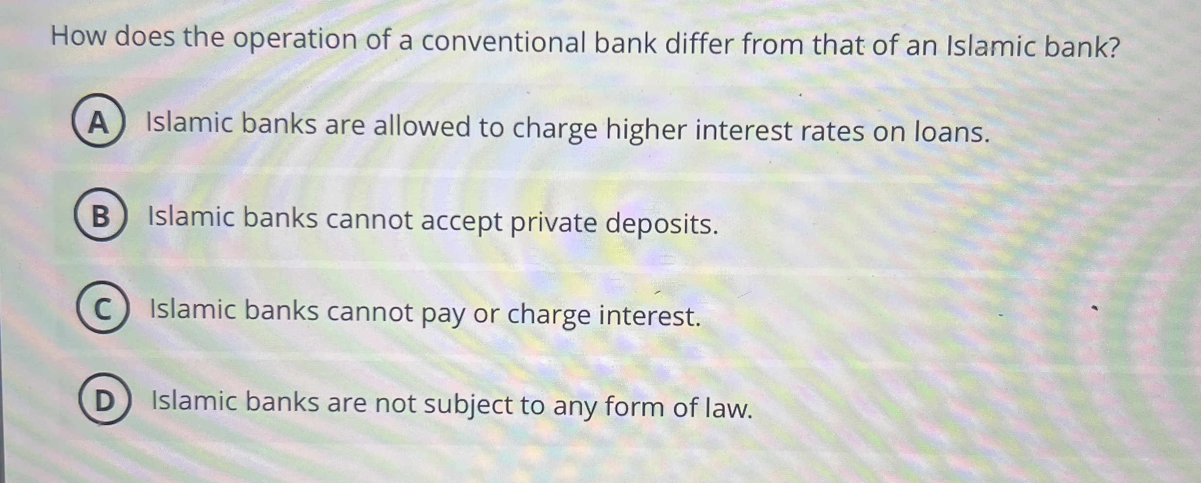  How does the operation of a conventional bank differ from that