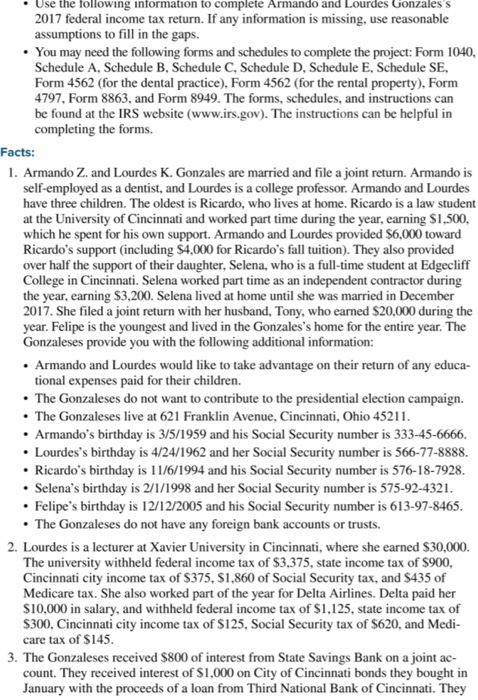  I need help solving this 2017 1040 tax return problem, with