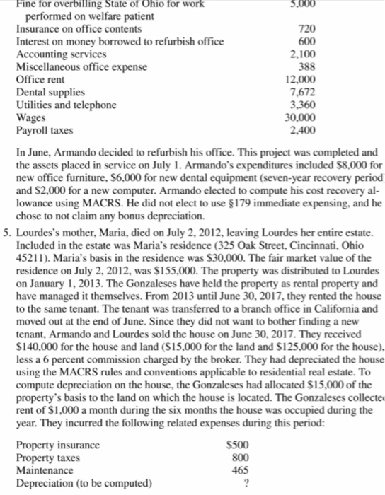 tax return. e Use the tollowing information to complete Armando and Lourdes