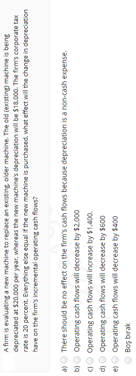 A firm is evaluating a new machine to replace an existing, older