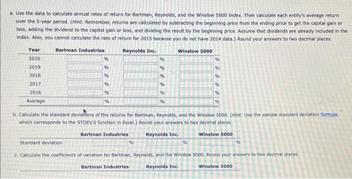 Reynolds Inc.'s stock prices and dividends, along with the Winslow 5000 Index,