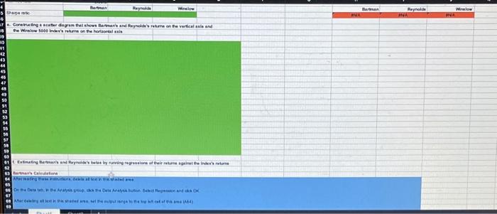 for Bartman, Reynolds, and the Winslow 5000 Index. Then cakculate each entity's