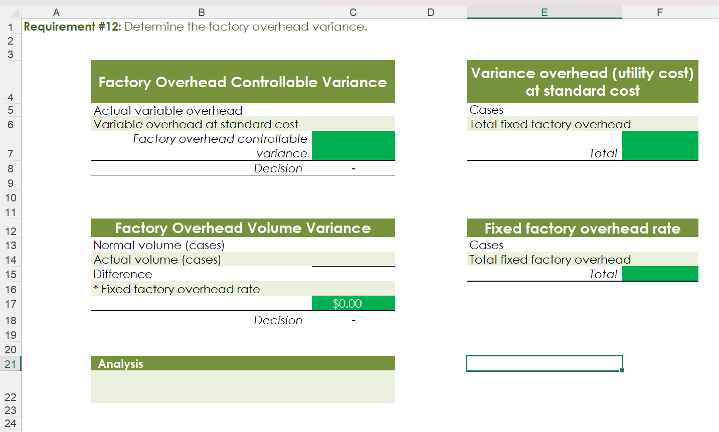 Please help me write the ANALYSIS + fill in the numerical answers