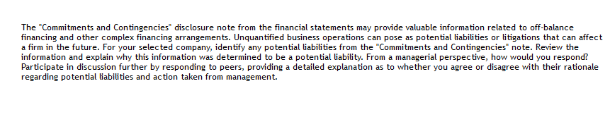  The "Commitments and Contingencies disclosure note from the financial statements may
