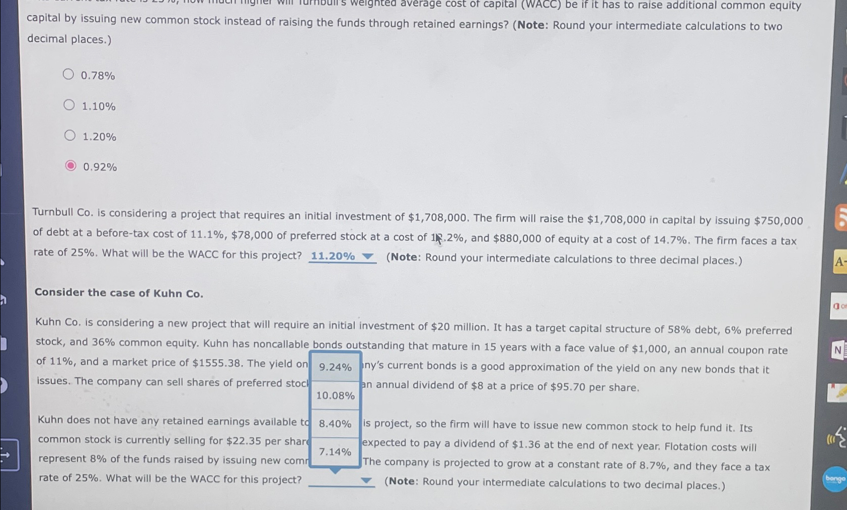  Needing Answers for both questions please :) answer chocies for turnbull