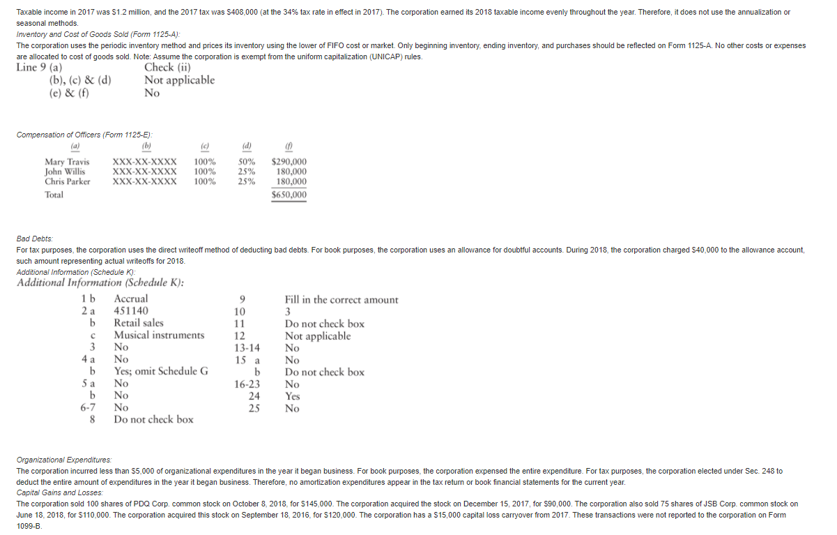 5500 Fourth Avenue, City, ST 98765. The corporation uses the calendar year