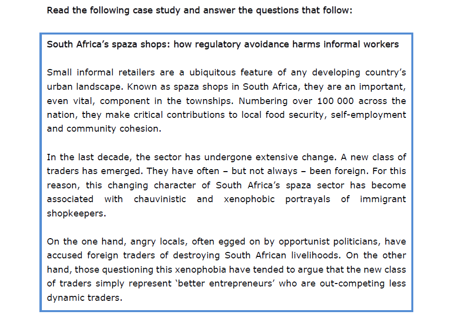 Read the following case study and answer the questions that follow: