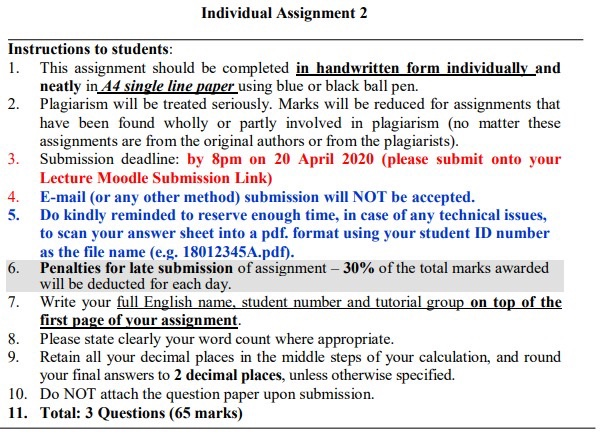  Individual Assignment 2 Instructions to students: This assignment should be completed