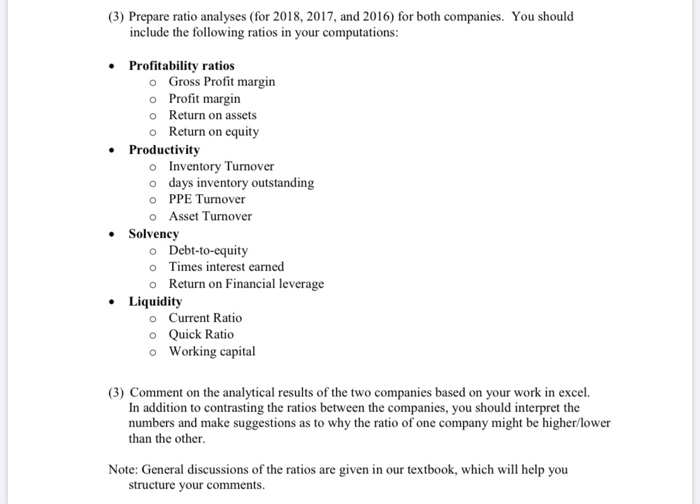  Please do question 3. (3) Prepare ratio analyses (for 2018, 2017,