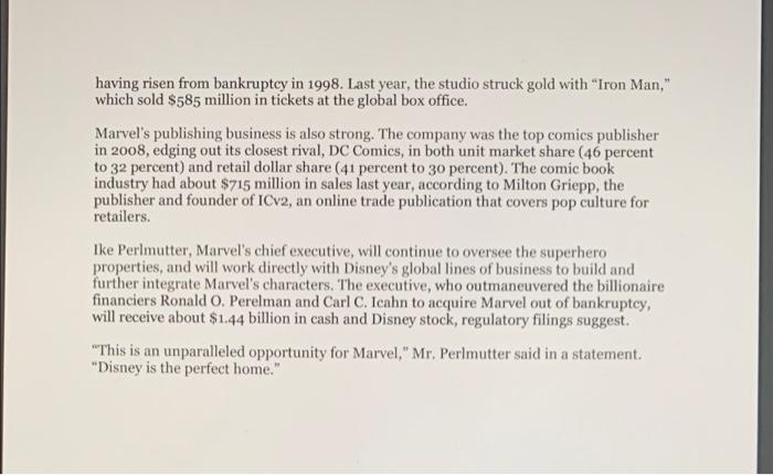 2009 LOS ANGELES The Walt Disney Company's surprise deal to acquire Marvel