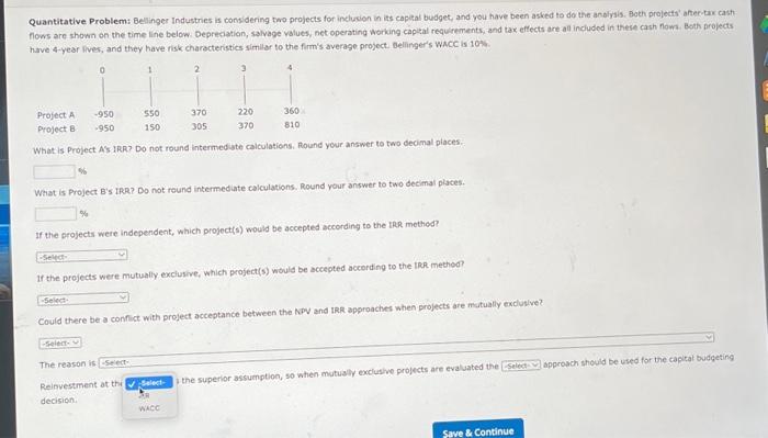 and they have risk characteristics similar to the firm's average project. Bellinger's