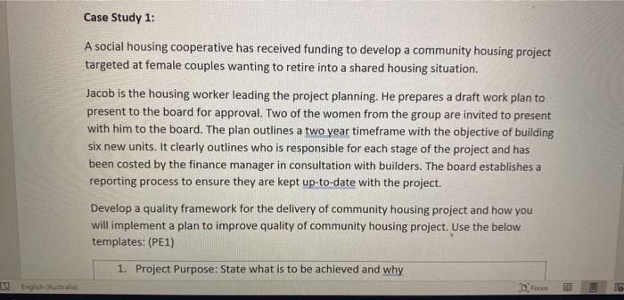 covered CHCMGT001 Develop, implement and review quality framework Assessment Task 1: Case